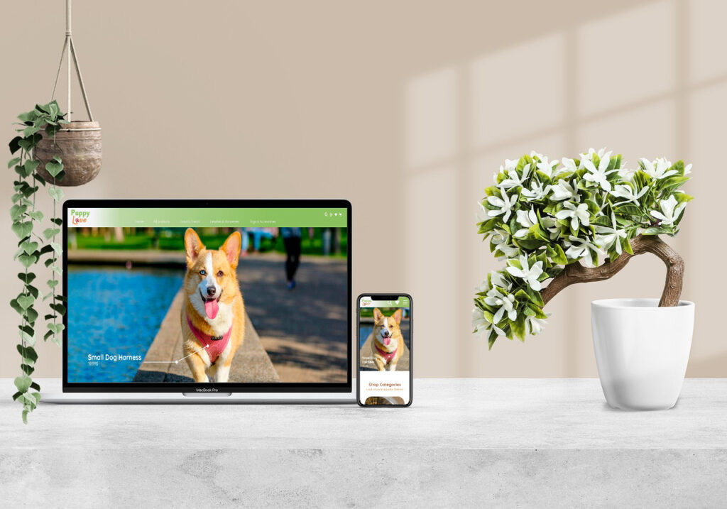 puppy love computer and phone mockup